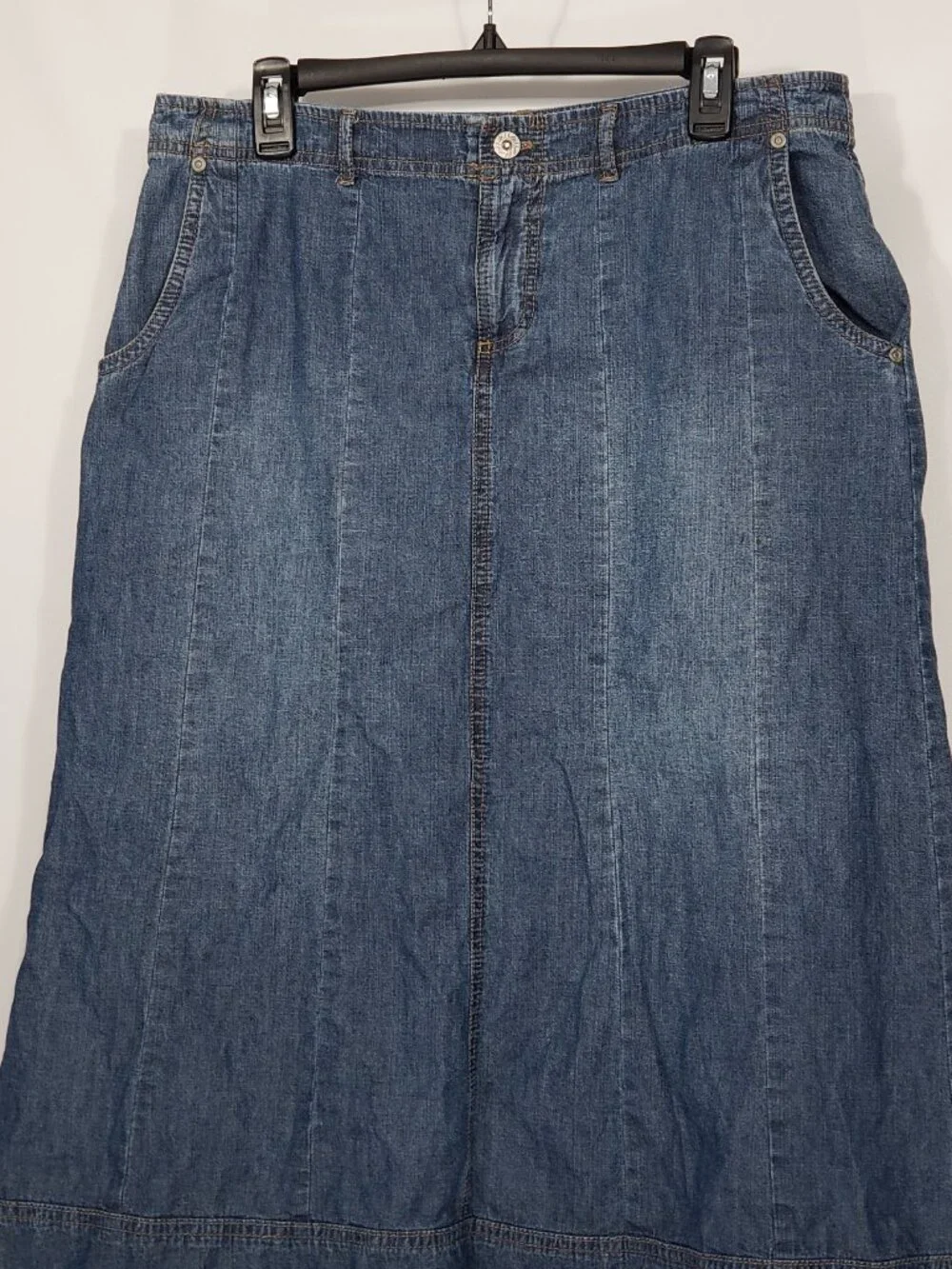 J Jill Denim A-line Skirt Pieced denim Women's 12 - Picture 4 of 4